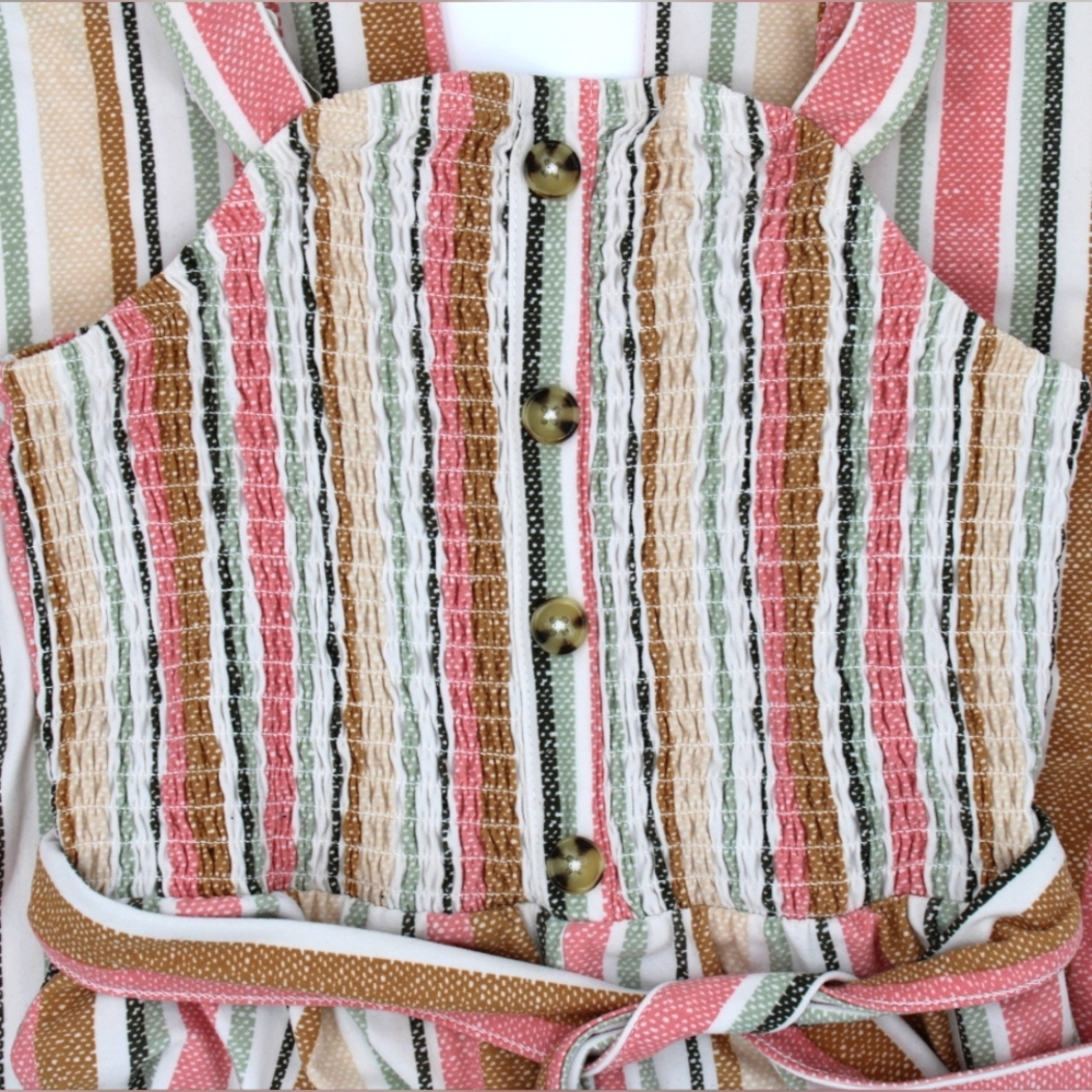 Romper Pants – White, Pink & Brown Stripes | Size XS - Picture 3 of 5
